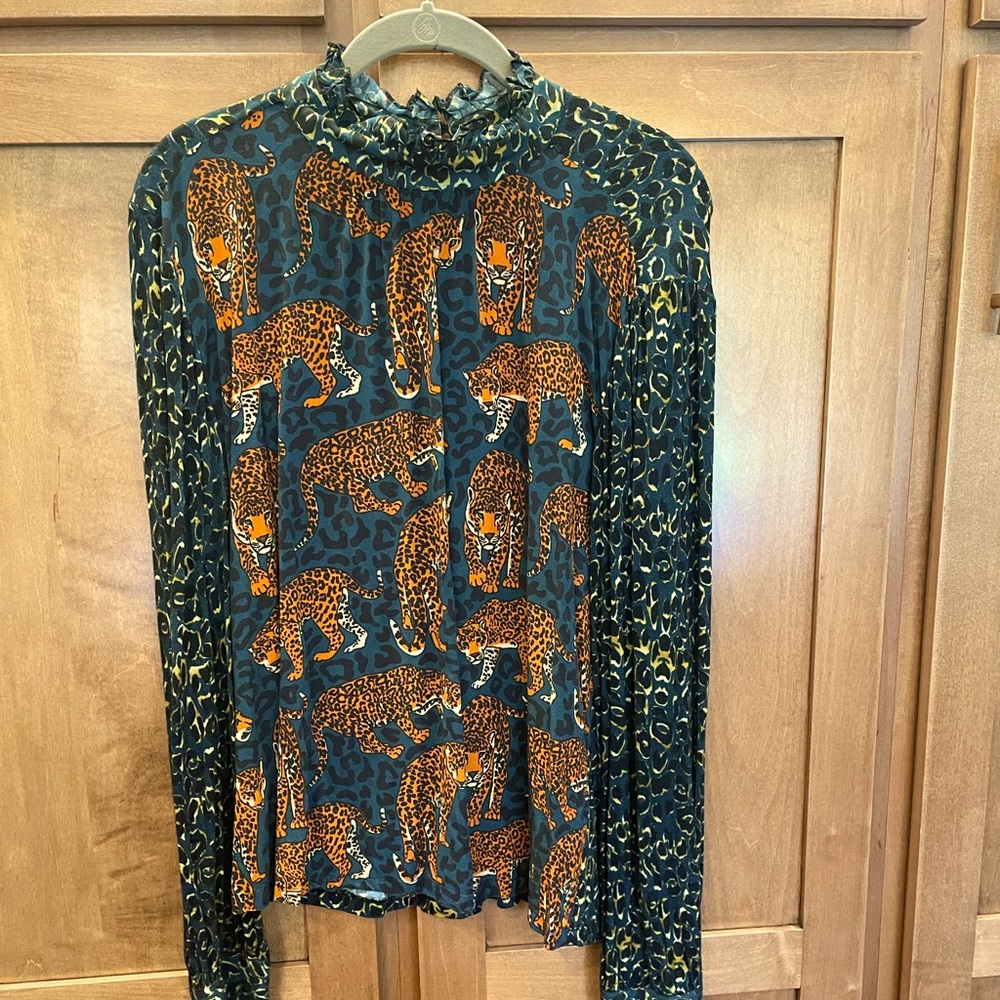 Beautiful Conditions Apply (from Anthropologie) leopard print top. EUC. Size L